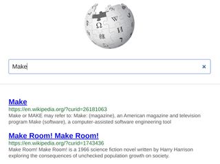 A screen shot of the Wikipedia Search Widget.